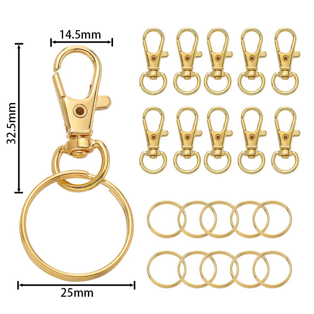 20/50Pcs Swivel Snap Hooks with Key Ring Metal Swivel Lobster Claw Clasps for DIY Keychain Bag Hang Jewelry Making Accessories