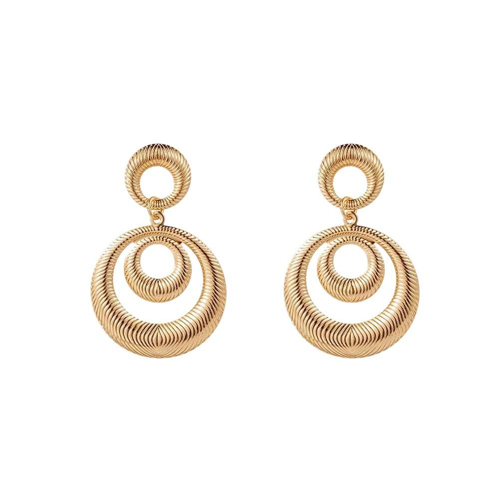 Fashion Hollow Circle Metal Earrings Personality Exaggerated Geometric Circle Earrings Wind Earrings Women