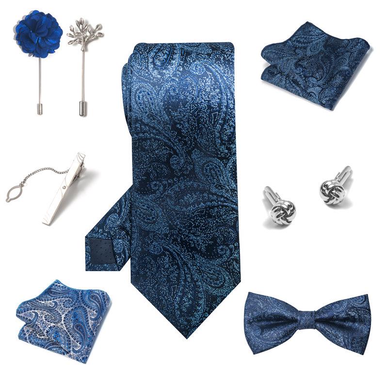 Luxury Groom Tie, Pocket Square & Boutonniere Gift Set for Weddings