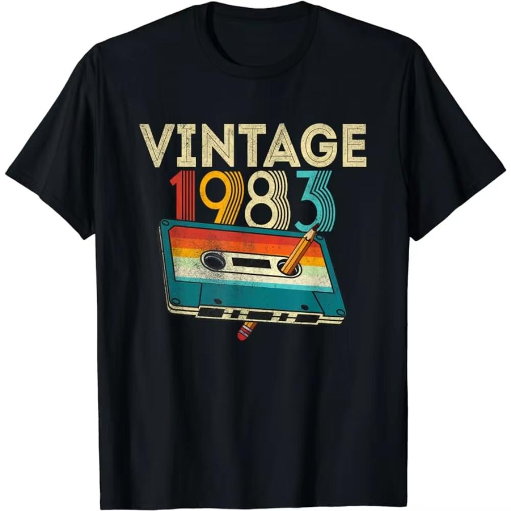 Unisexs 40th Birthday Tshirt Born in 1983 retro street style retro Four Seasons Streetwear vintage t shirt graphic t shirts