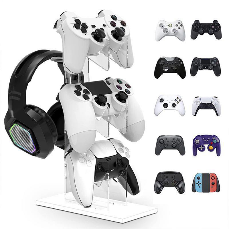 Clear Controller Holder 3 Tiers Headphone Bracket Controller Holder Desktop Display Stand For Desk Organizer