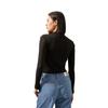 Calvin Klein Minimalist Embroidered Slim Fit Polo Neck Long Sleeve T-Shirt Women Tops Space-Black J224946
