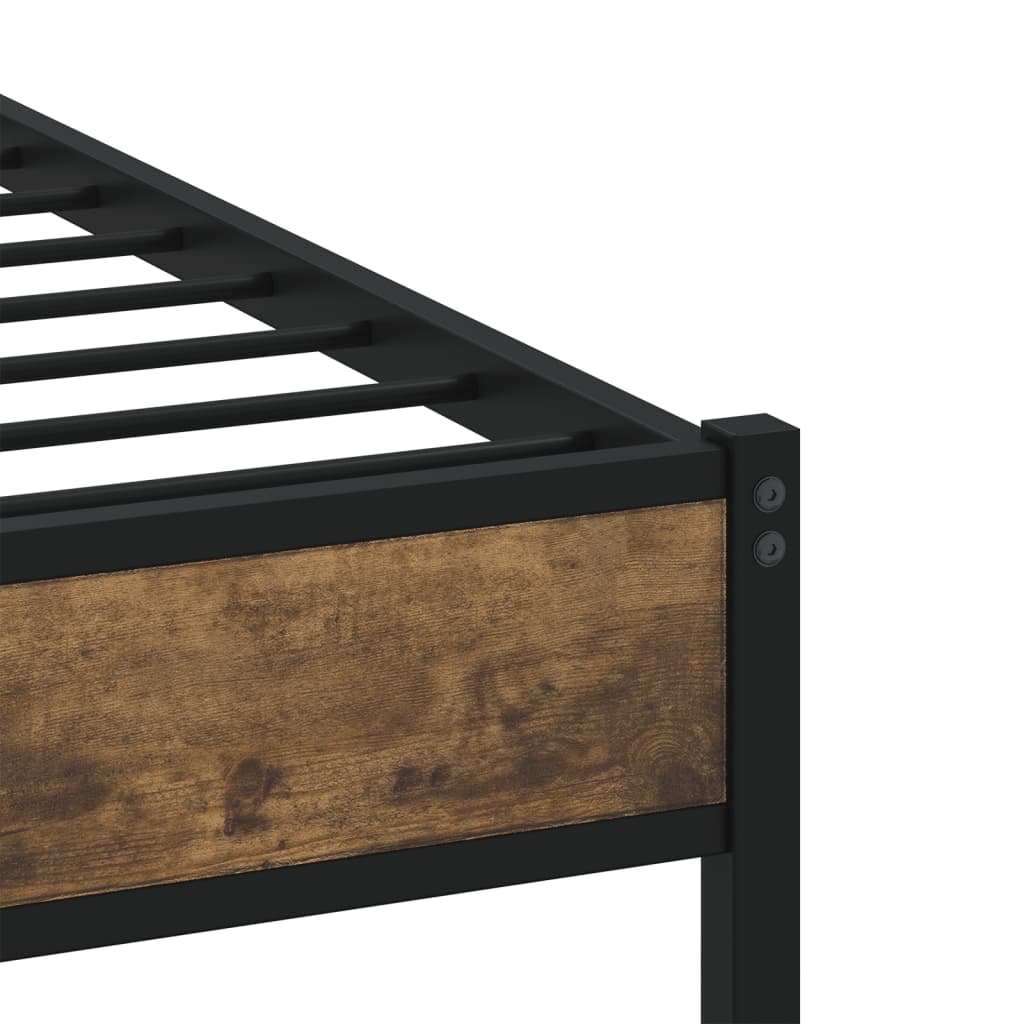 Metal Bed Frame without Mattress Smoked Oak Finish 80x200 cm