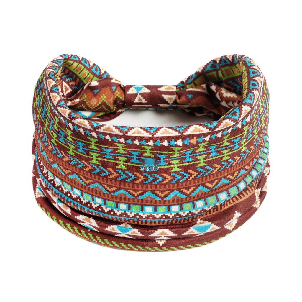 Bohemian Retro Print Yoga Headband: Wide African-Inspired Headscarf for Women