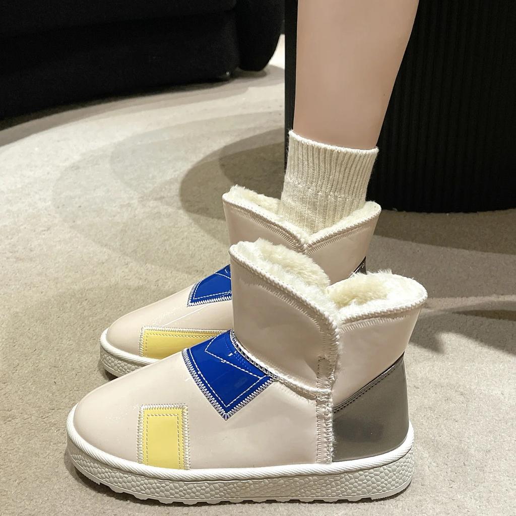 Fashion Chunky Platform Fur Black Round Toe Ankle Shoes For Women White Womens Snow Boots On Slip High Quality Offer Trend 2024 Booties