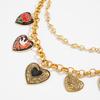 Metal Chain Heart Pendant Necklace Floral Bohemian Collarbone Chain Multi Layer Choker  Girls