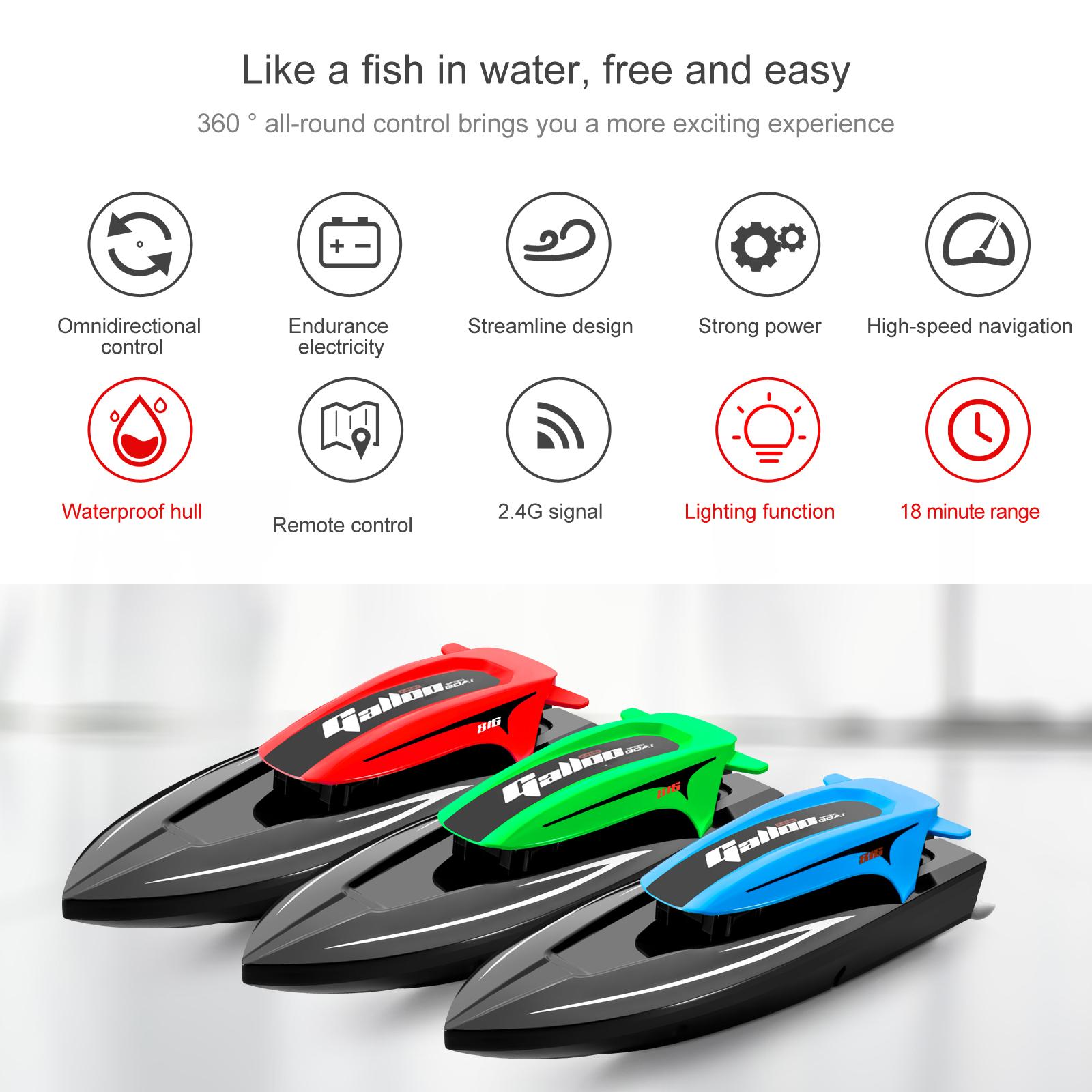 2 Bateaux Télécommandés DEERC RC Racing Avec Lumières LED - 4 Batteries 2.4GHz Piscine Lac