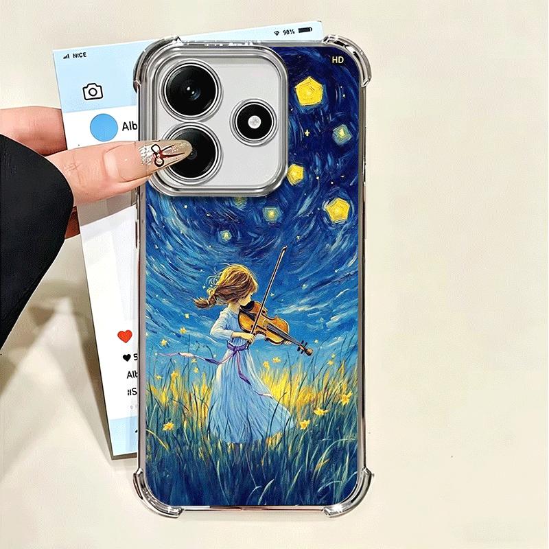 

Violin Music Plating Phone Case For Xiaomi Poco X5 X6 X7 X8 Pro Max F8 Ultra F7 M8 M7 M5S Redmi 15C 15 14C 13C 13 X3 12C F6 Xiaomi Poco X8 Pro
