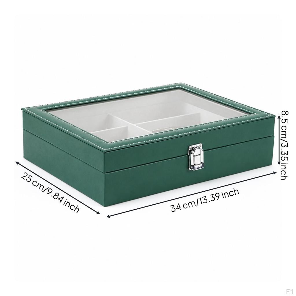 Organizzatore per Occhiali a 8 Scomparti Custodia Espositore per Occhiali in Ecopelle Scatola Porta Occhiali con Chiusura Metallica