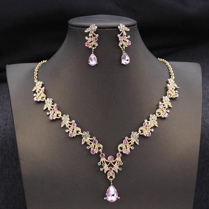 Quality Blue Tiaras and Crowns Bridal Jewelry Sets for Women Prom Wedding Crown necklace earrings Set Costume Accessories