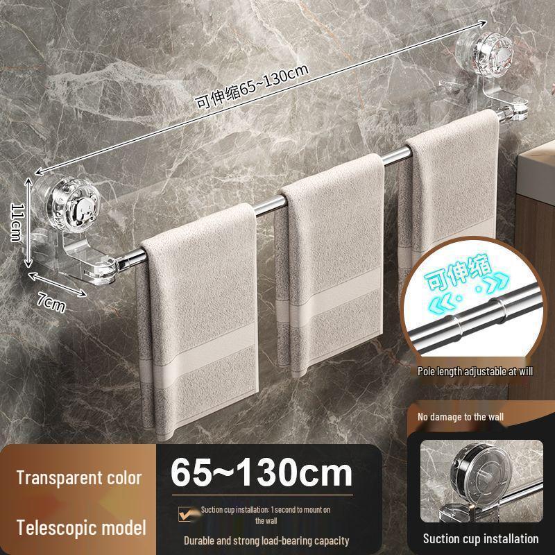 Retractable No-Drill Suction Cup Towel Rack - Strong Stainless Steel Hanger for Bathroom Storage