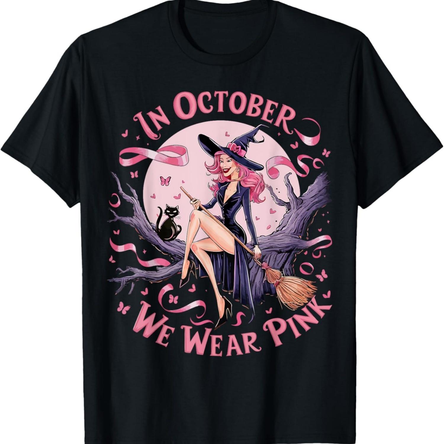 

In October We Wear Pink Breast Cancer Awareness Halloween T-Shirt S чёрный