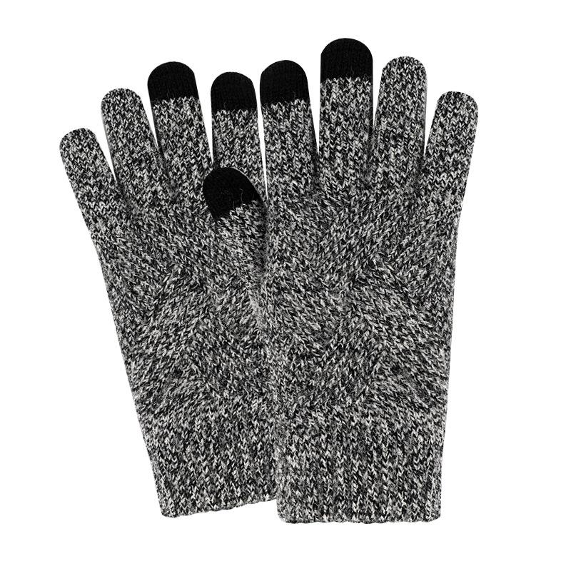 Adult Winter Touch Screen Knitted Gloves for Women Double Layer Plus Velvet Warm Cold proof Five Finger Gloves Riding Anti Slip Gloves for Men