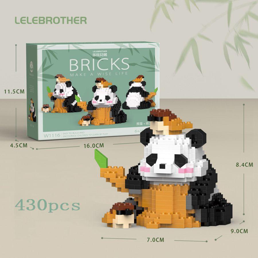 Microdeeltjes bouwsteen speelgoed panda cartoon model puzzel assemblage kinderpuzzel speelgoed