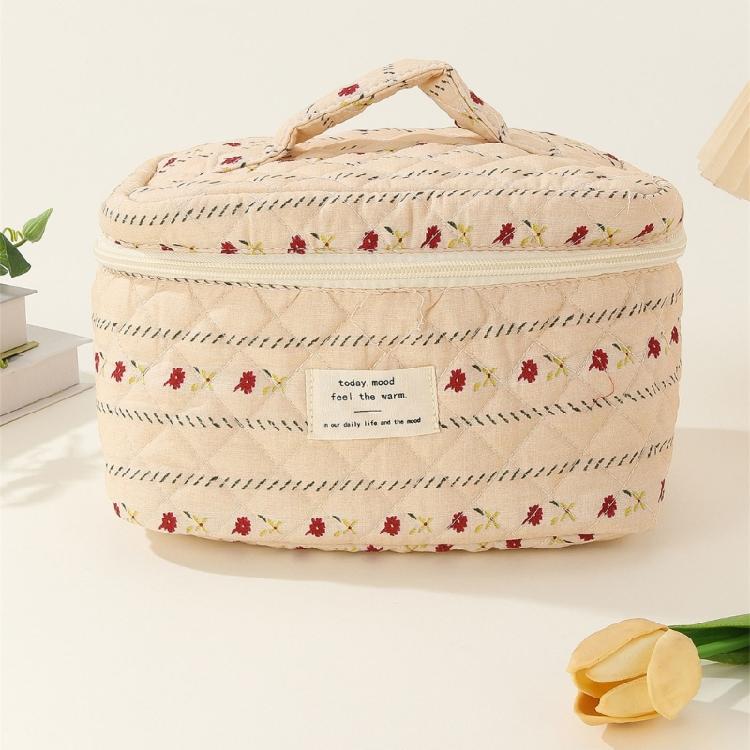 Trendy Flower Print Cosmetic Bag Convenient Pouch for Home Office and Traveling