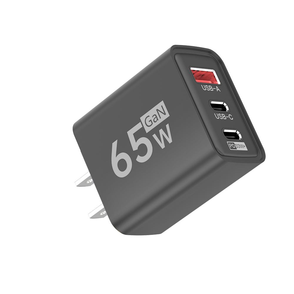 65W 3 Ports GaN USB Charger Type C Fast Charging Phone Charger For iPhone 15 16 Samsung Xiaomi Huawei EU/US Plug Wall Adapter