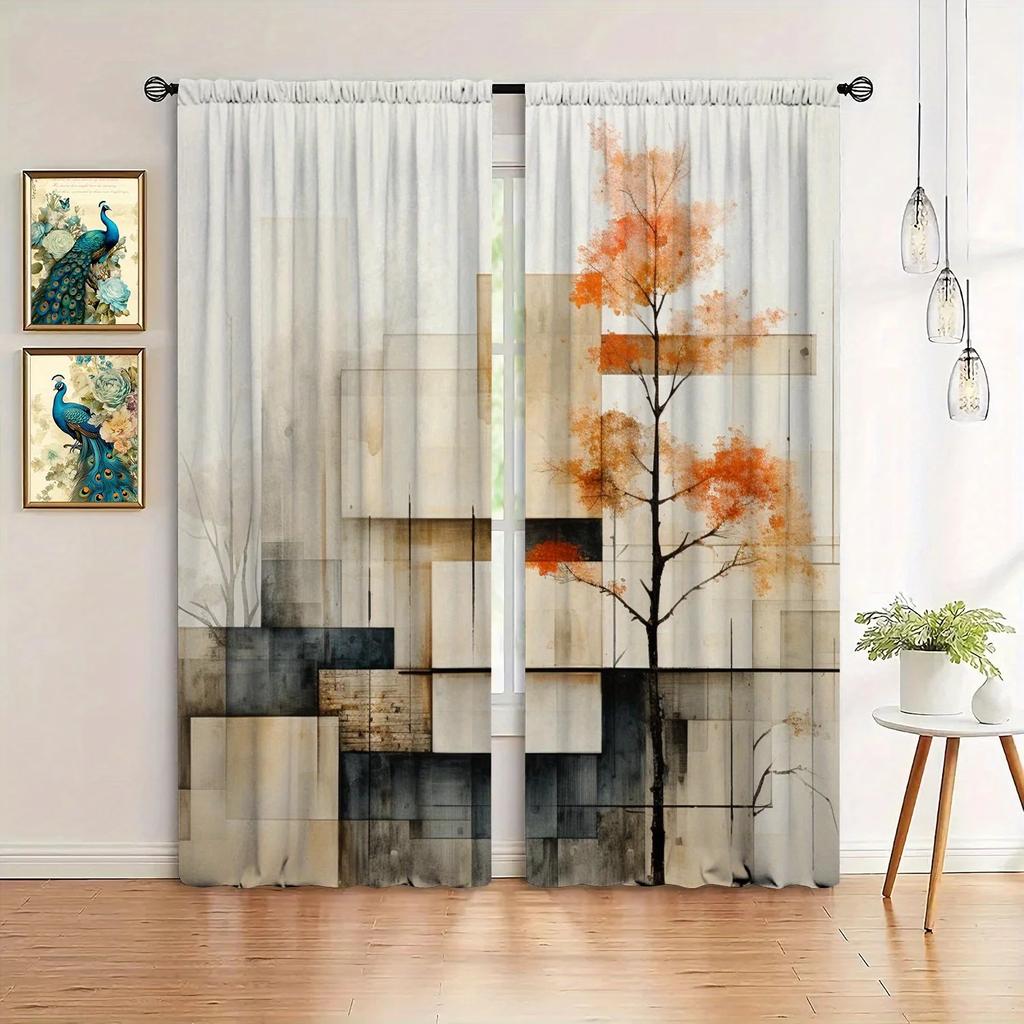 2 st Tryckta gardiner med litteraturmotiv för heminredning - Kanalficka Fönsterbehandling för Sovrum, Kontor, Kök, Vardagsrum och Arbetsrum