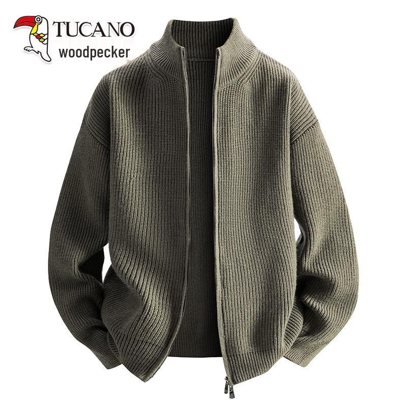 TUCANO Men s Stand Collar Knitted Cardigan Sweater M