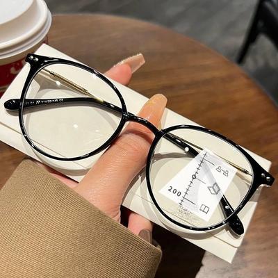 Lunettes de lecture multifocales rondes pour femmes, ultralégères, dioptries, unisexes, tendance, pour presbytie