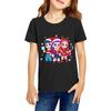 Girls' Round Neck Short Sleeves Christmas Witch  Group Print Casual Short Sleeves