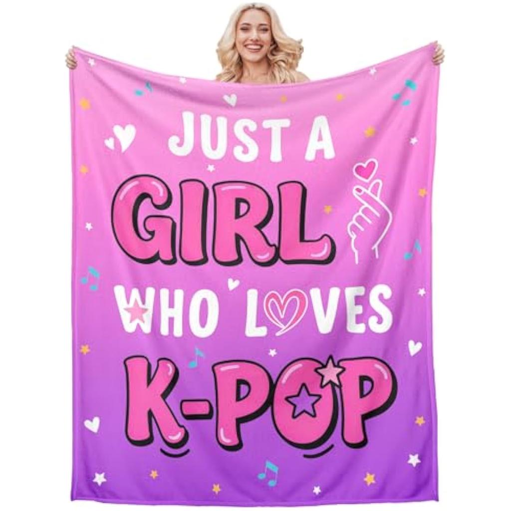 Just A Girl Blanket Flannel Blanket For K-POP LOVERS Soft Perfect Birthday Gift Home Bed Sofa Decor Outdoor Travelling Blanket