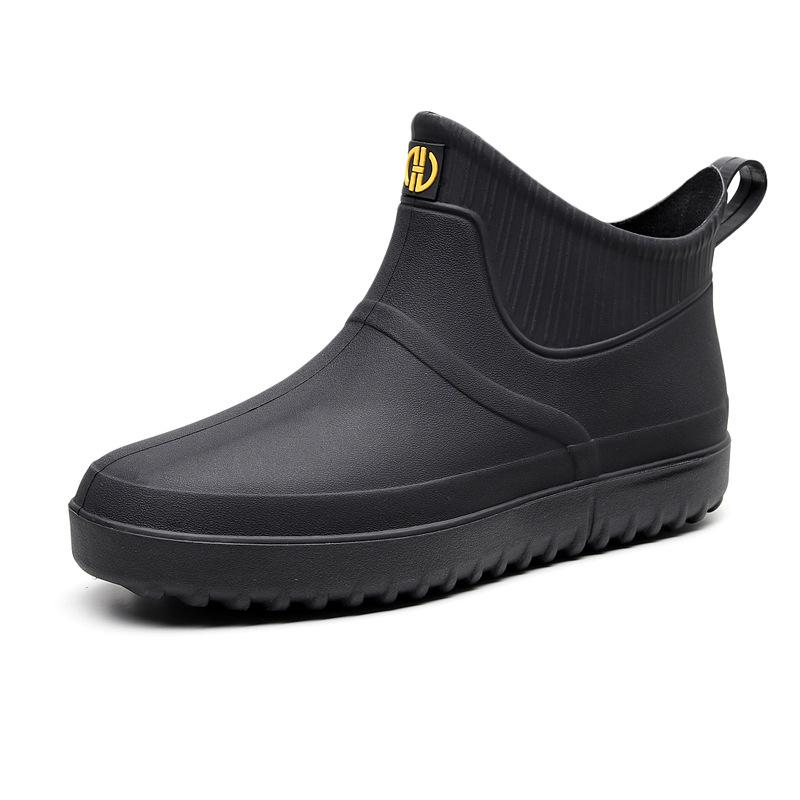 Men Non-slip Waterproof Rain Boots Footwear Kitchen Work Car Wash Rubber Shoes Fashion Ankle Casual Rain Shoes Keep Warm Winter