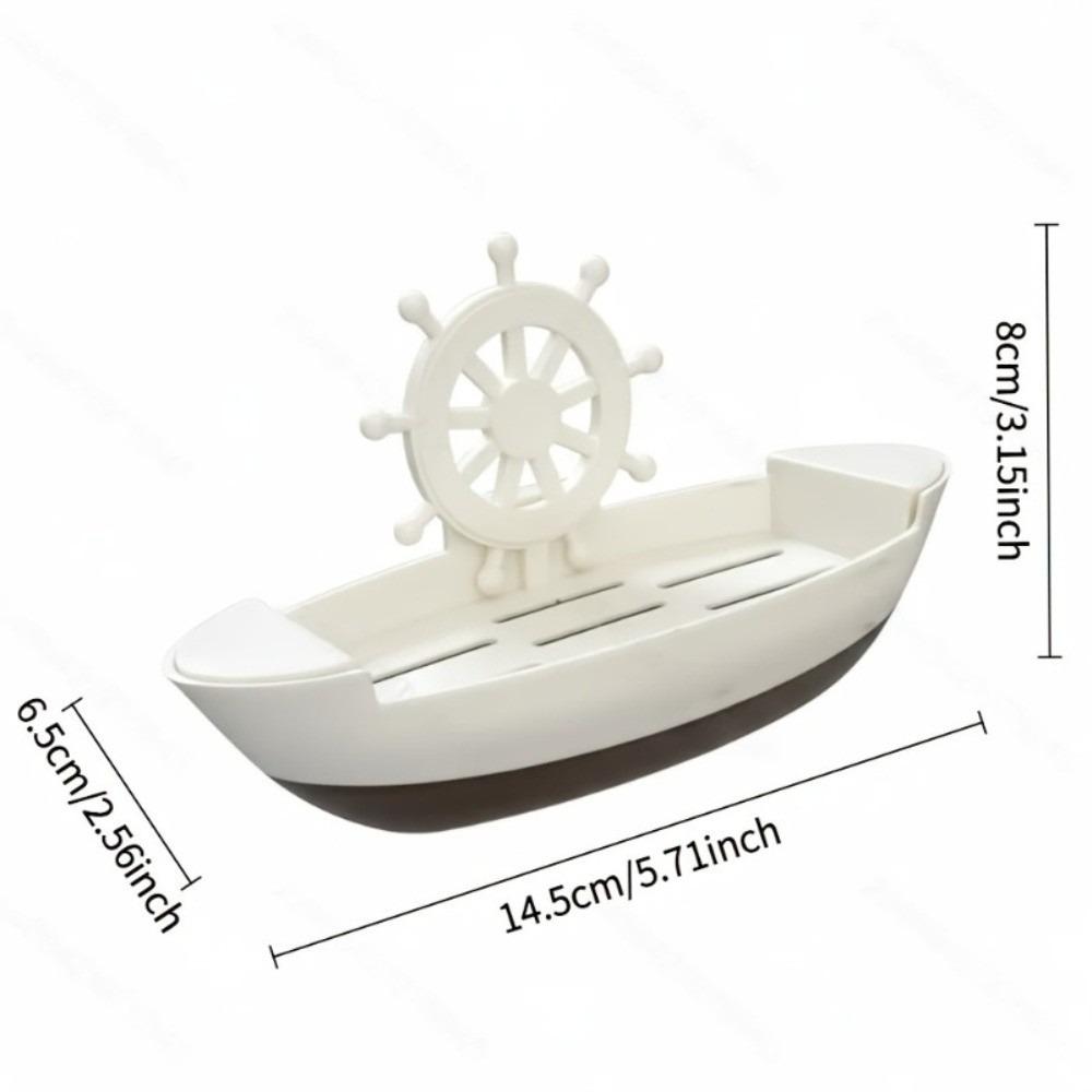 Plastic Boat-Shaped Soap Dish Drainage Cartoon Soap Dish Decor Soap Holder Bathroom