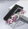 Purple Flower Magnetic Case for iPhone 15/16/17 Pro Max - Transparent Full Coverage