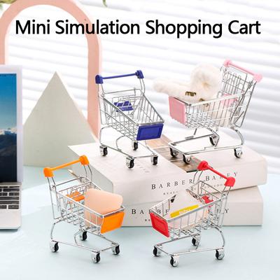 Kinder Mini Simulation Einkaufswagen Modell Handwagen Metall Modell Lagerung Auto Desktop Multifunktions Lagerung Ornament Modell