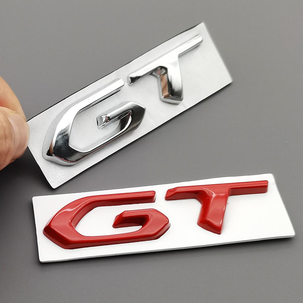 HRUC6 3D Metal Car Sticker GT Logo Emblem Trunk Badge Decals For Peugeot 308 408 508 307 205 206 208 3008 5008 4008 2008 Accessories