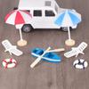 7 bucăți Plajă Micro Peisaj Decorat Sezlong în miniatură cu umbrelă de soare Decorare plajă în miniatură pentru Doll Beach Micro Peisaj DIY Decorare
