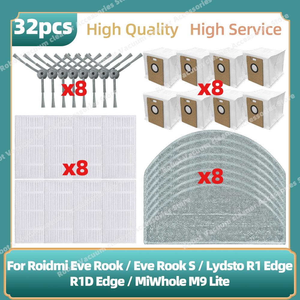 Compatible For Lydsto R1 Edge / R1D Edge / Roidmi Eve Rook / Eve Rook S / MiWhole M9 Lite Parts Side Brush Hepa Filter Mop Cloth