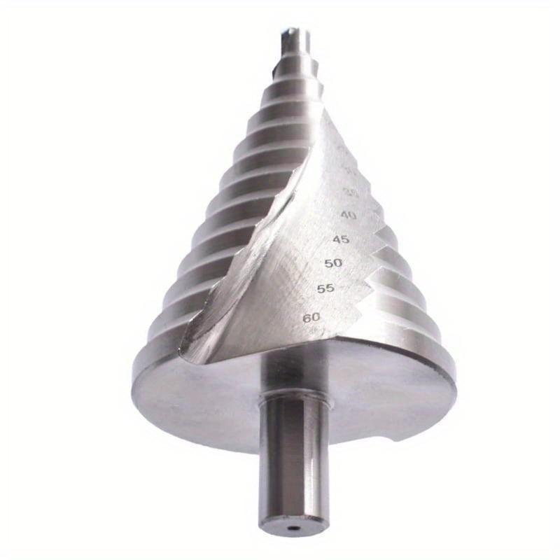 6-60mm Step Drill Bit, 12.5mm/0.5” Shank 4241 HSS Spiral Groove Drill Bit for Wood, Plastic, Thin Metal Sheet