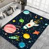 Cartoon Space & Rocket Print Area Rug, Non-Slip Play Mat for Kids Bedroom, Playroom, Nursing & Home Decor