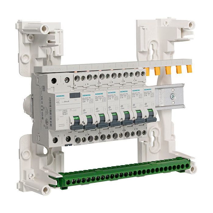 Tableau électrique pré-équipé 1 rangée 13 modules 6 disjoncteurs+1 interdiff