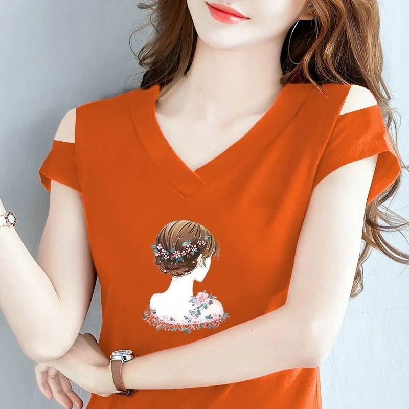 Off Shoulder Korte Mouw Tops Mode Chic Lady V Hals T-shirt Streetwear kopen vanaf een prijs van 6.23