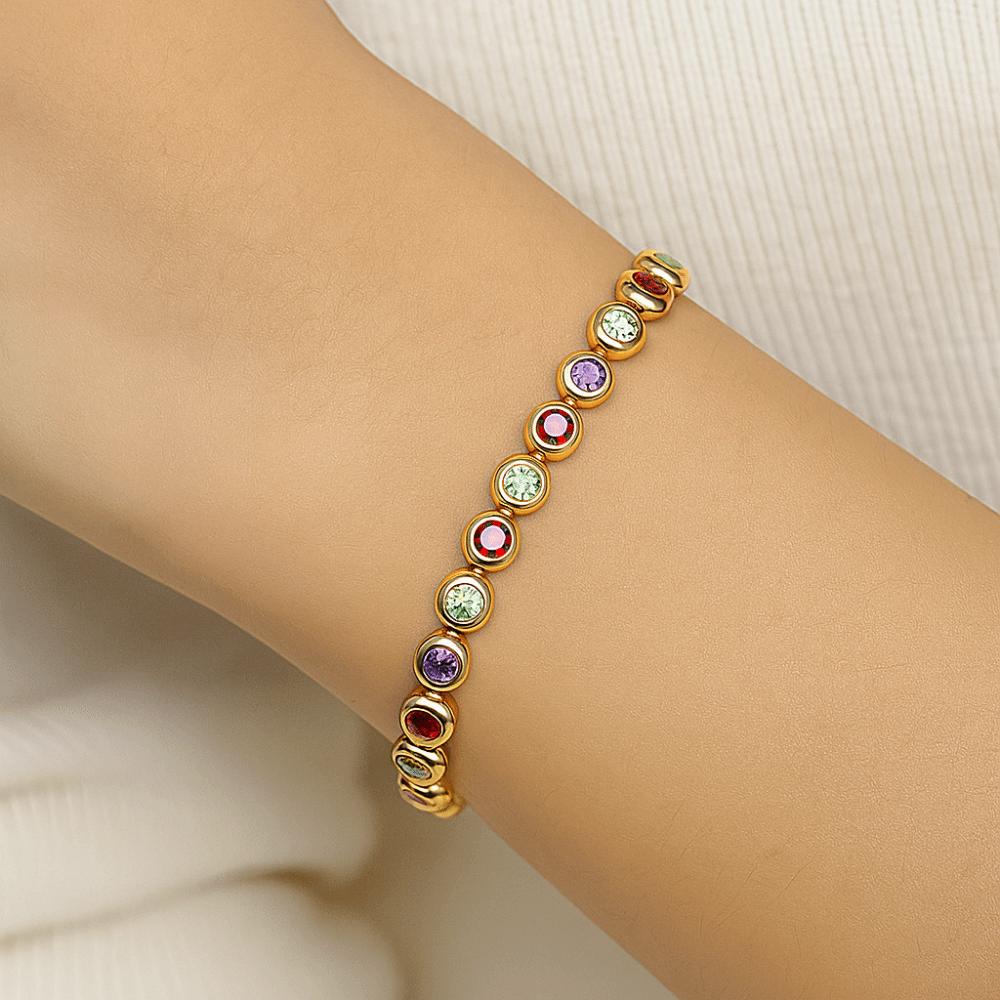 Waterproof Luxury Gold Color  Bangle Handmade Round Shape Cuff Bracelet  Female Lady Girl
