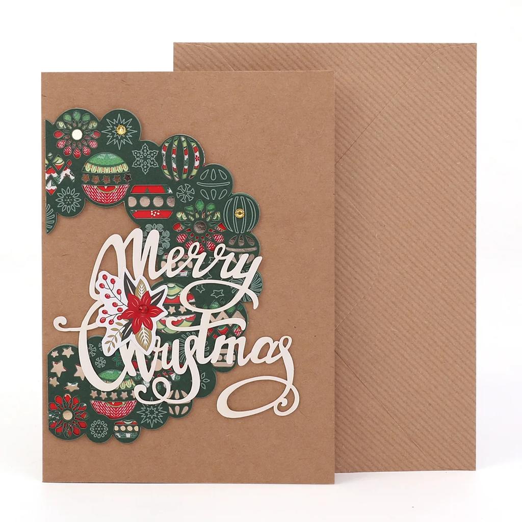 Handmade Merry Christmas Greeting Cards with Envelope Featuring Snowman & Elk Design - Perfect Xmas Party New Year Gifts