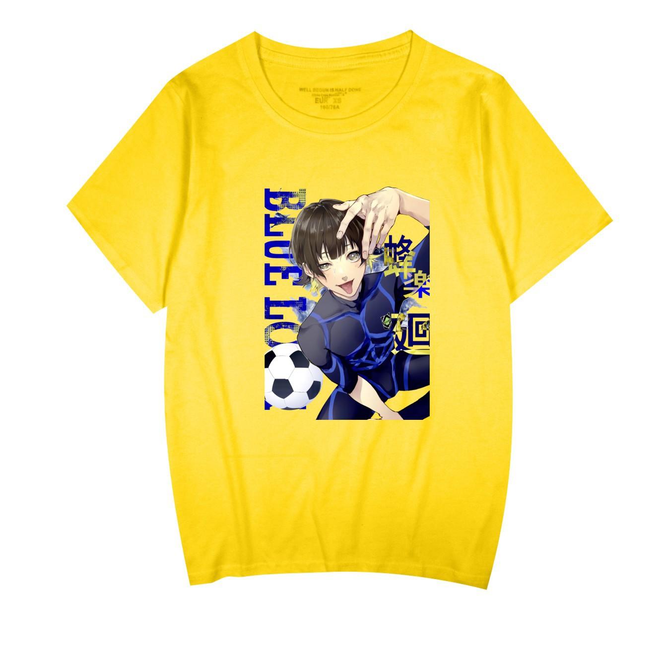 

BLUE LOCK T-Shirt Cartoon Print Graphic Summer Clothing Oversized Short Sleeve Funny Casual Women Top XXS жовтий