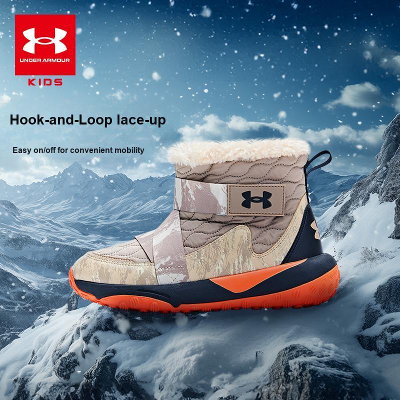 Under Armour Outdoor Series Synthetic Leather Fabric Fleece Velcro Non-Slip Warm Mid-Top Kids Snow Boots Kids Snow Boots 2441508