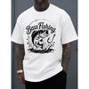 European Size Men'S White T-Shirt for Bass Fishing, Perfect for Summer Weekends And Casual Outings. New Printed Tees for Spring And Fall