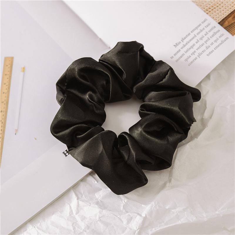 Soft Satin Silk Bright Solid Color Scrunchies Elastic Hair Bands Ties For Women Girls Ponytail Holder Hair Rope Hair Accessories