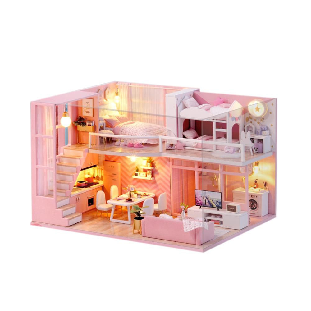Dollhouse Miniature Dream Angel Wood Wooden Furniture Toy Doll House DIY Kit q