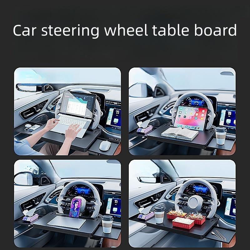 Multi functional universal enlarged car steering wheel desk, car mounted floating dining table, cup holder, car interior office