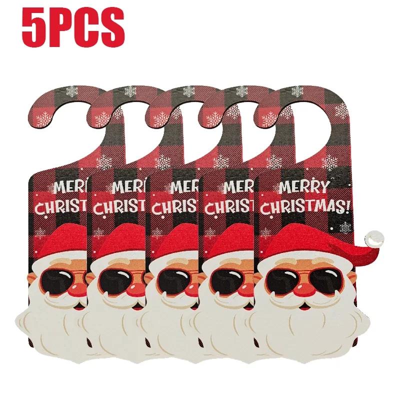 2025 New Christmas Decorations Paper Door Hanging Santa Elk Party Decoration Props Door Sign Door Handle Hangings Decoration