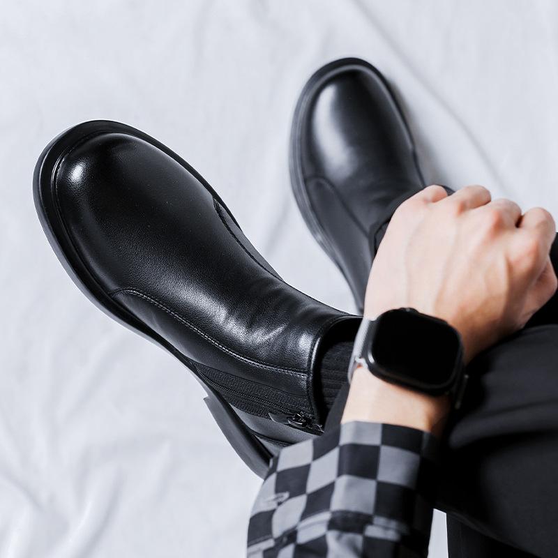 Mode Frühling Herbst Designer Chelsea Boots Mann Britischer Stil Mode Lässig Einfarbig Plateau Schuhe Männer Weiche Leder Stiefeletten