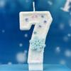 Christmas Snowflake Theme Birthday Candles for Cake White Digit 0-9 Candle Cake Topper with Sequins Party Dressing