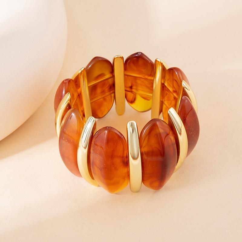 Color Smudged Acrylic Splicing Beaded Elastic Bracelet Exaggerated Bracelet Personalized High-End Jewelry