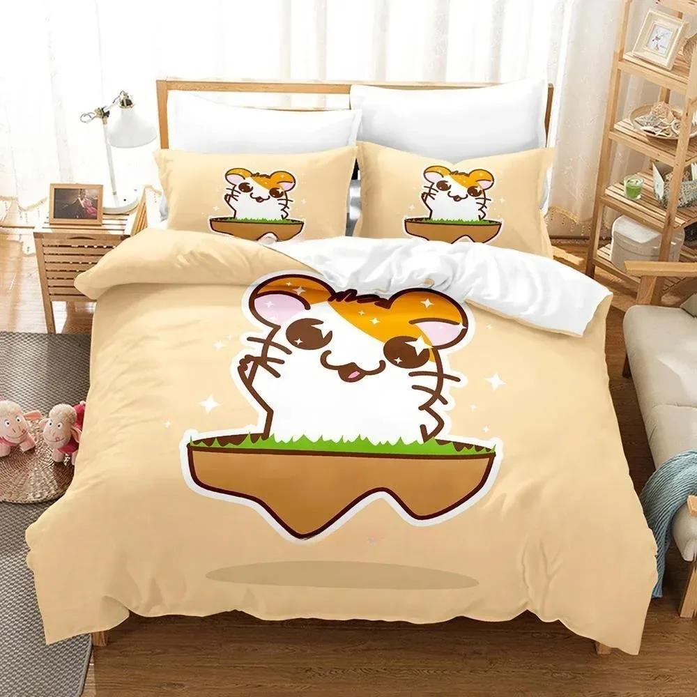 3D Printed Cartoon Animal Hamtaro Bedding Set Single Twin Full Queen King Size Bed Set Adult Kid Bedroom Duvet Cover Sets