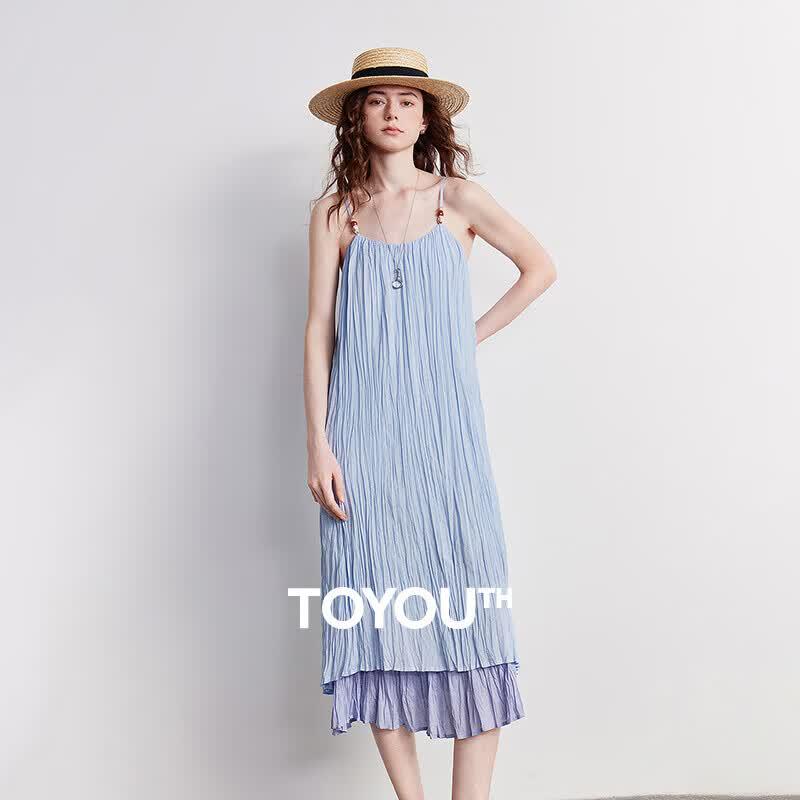 Chuyu Women's Light Blue Ruffle A-line Summer Dress